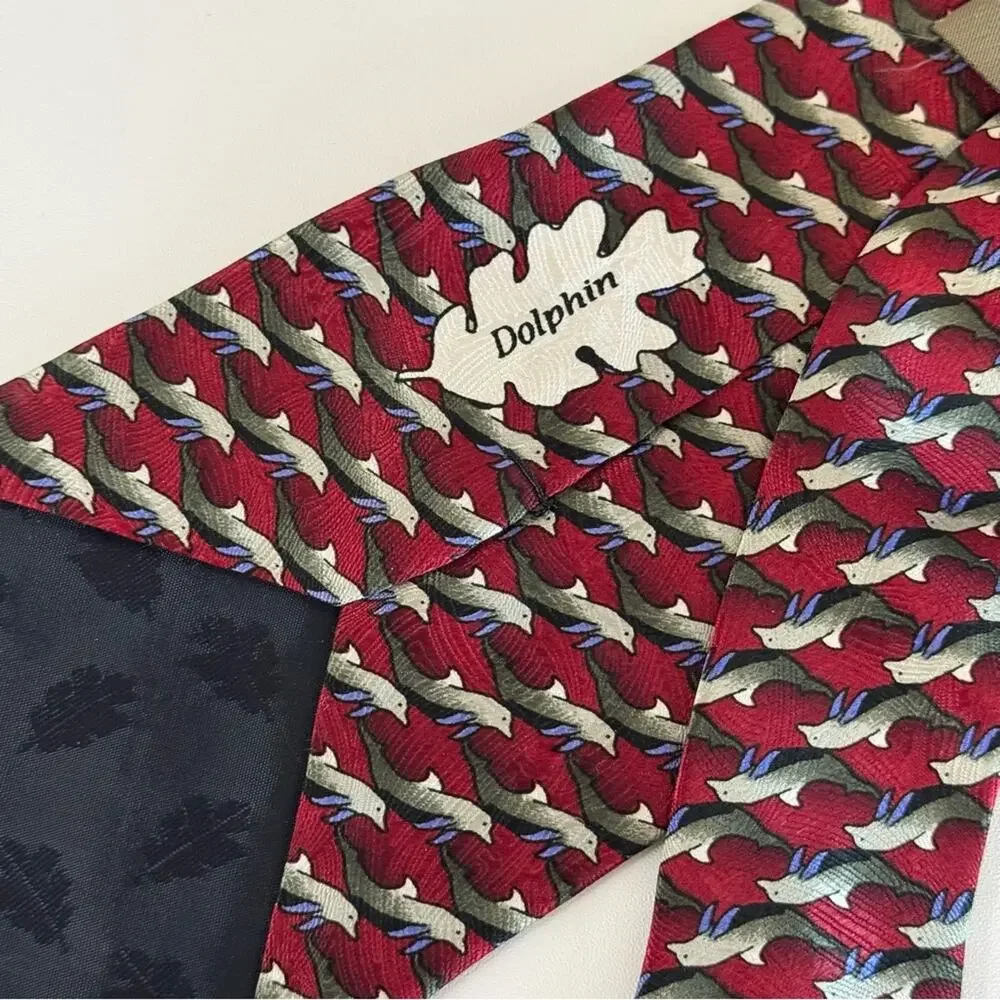 Dolphin The Nature‎ Conservancy Men's Burgundy Adjustable Silk Pointed Neckties